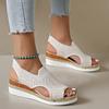 Summer Fly-Woven Muffin Sandals Thick-Soled Breathable Large-Size Wedge Heel Sandals Women