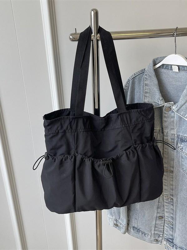 Nylon Casual Shoulder Bag With Wrinkled Design And Large Capacity For Travel And Daily Use