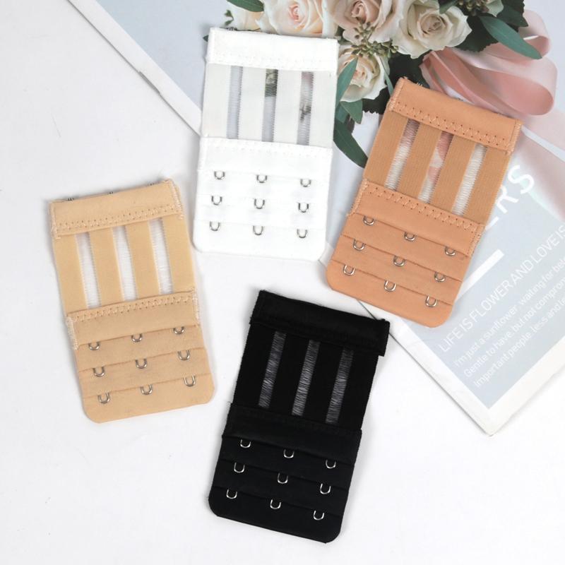 4PCS 3-Hook Women Lingerie Strap Soft Comfortable Adjustable Bra Extenders with Buckle Strap Bra Extension Intimates Accessories