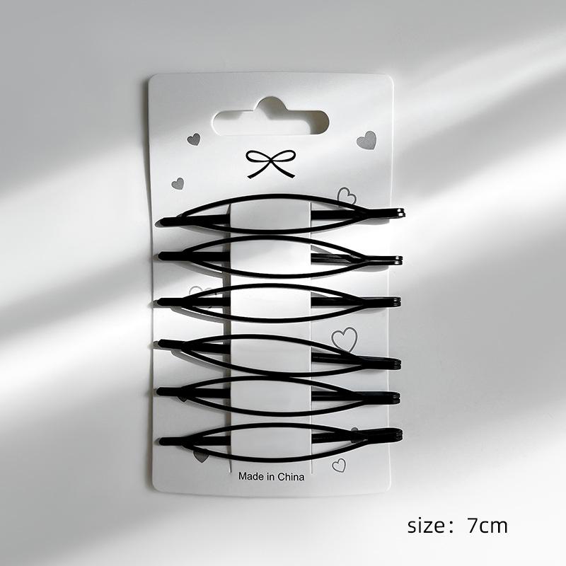 6pcs/lot Geometric Bobby Pins Wavy Hairpins Black Hair Clips Metal Barrettes Wave Hairgrips Fashion Hair Clips for Women