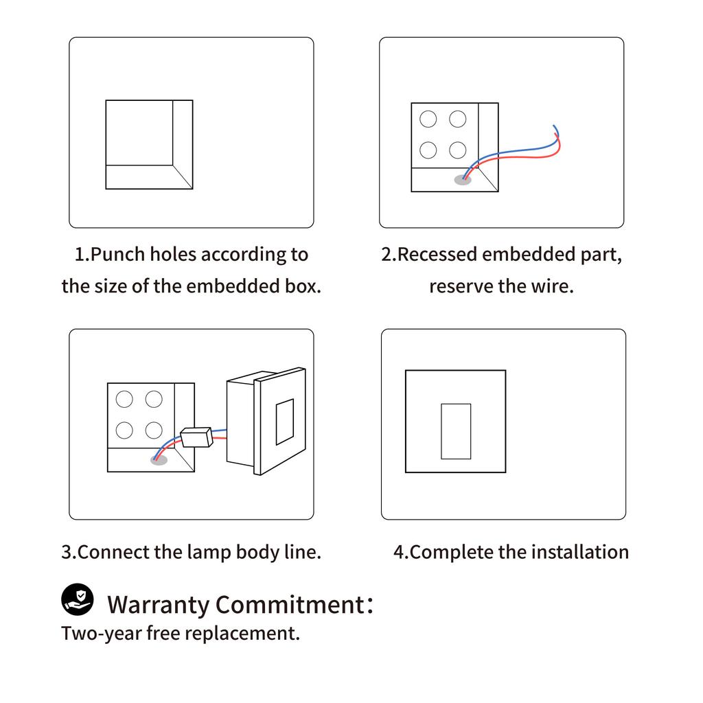 LED Stairs Wall Light Recessed Step Lamp 3W Square Embedded AC85-265V Indoor Entrance Hallway Foyer Ladder Night Light Home Corr