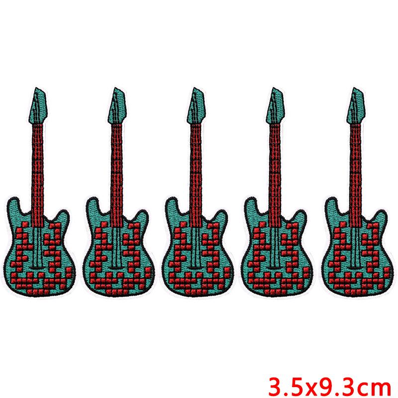 10pcs Wholesale New Art Wind Electric Guitar Embroidery Patches Diy Creative Cartoon Iron On Patches For Clothing Jackets Decor 