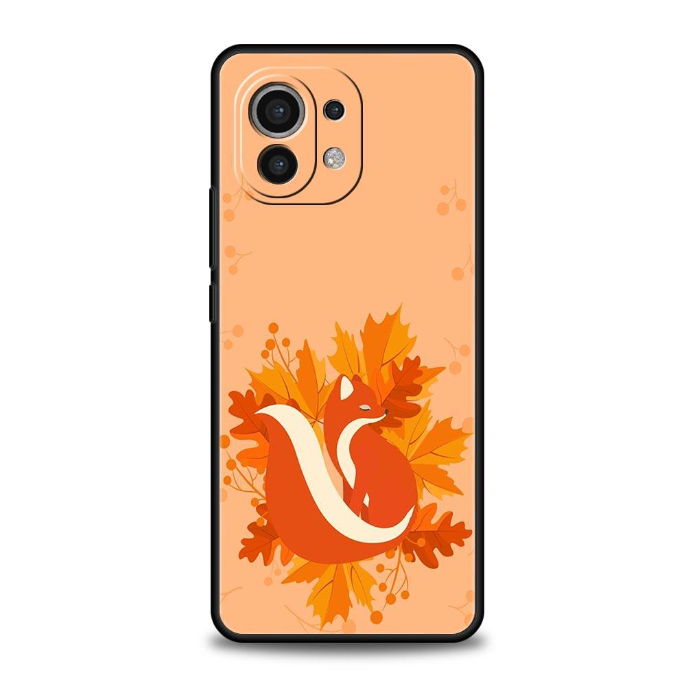 Phone Case For Xiaomi Mi 14 13 12 11 Lite 13T 12T 11x 11T 10T Pro 9T Note 10 Lite Cover Autumn Leaves Fall Fox Pumpkin Halloween