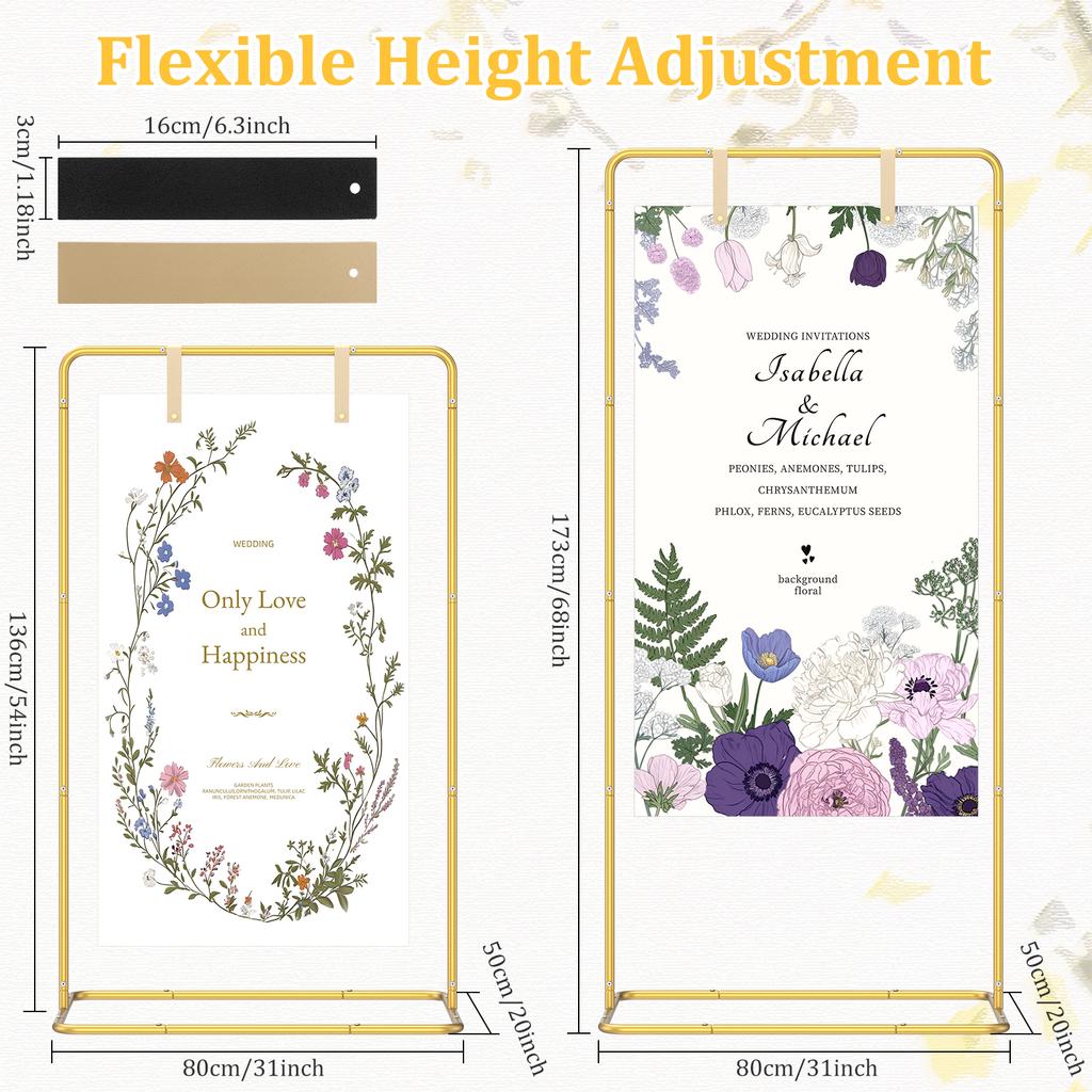 Wedding Welcome Decoration Shiny Plating Arch Outdoor Flower Display Stand Birthday Party Background Welcome Sign Balloon Stand