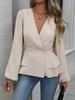 2025 European & American Autumn-Spring Women's French Lace Slimming Waist-Cinching Shirt