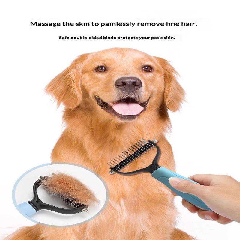 Pet Grooming Dematting Comb Double Sided Safe Blades Non Slip Handle For Dogs Cats Long Haired Pets Grooming