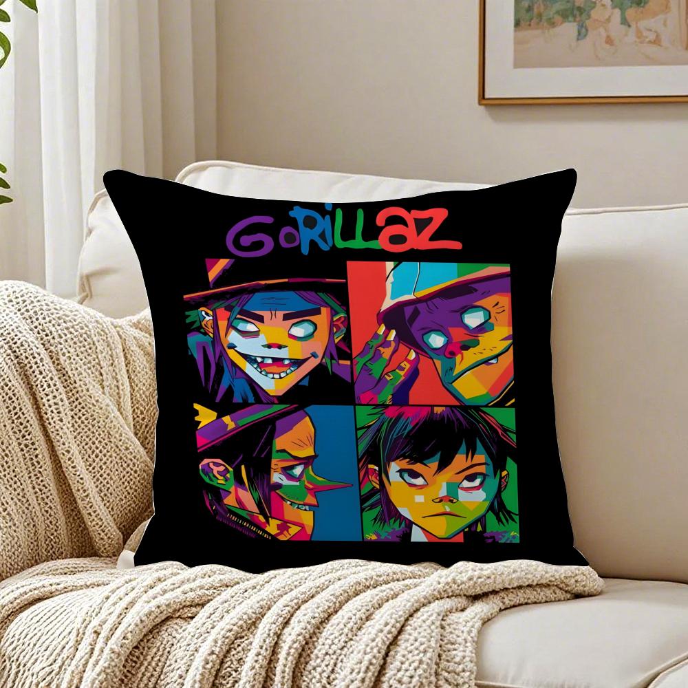 Feel Good Simple Fashion G-Gorillaz Music Cushion Cover Linen Pillowcase Soft For Sofa Bed Home Room Decor