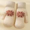 Cute Snowflake Lamb Wool Winter Finger Warm Gloves Student Thickened Anti-cold Bag Finger Double Cover