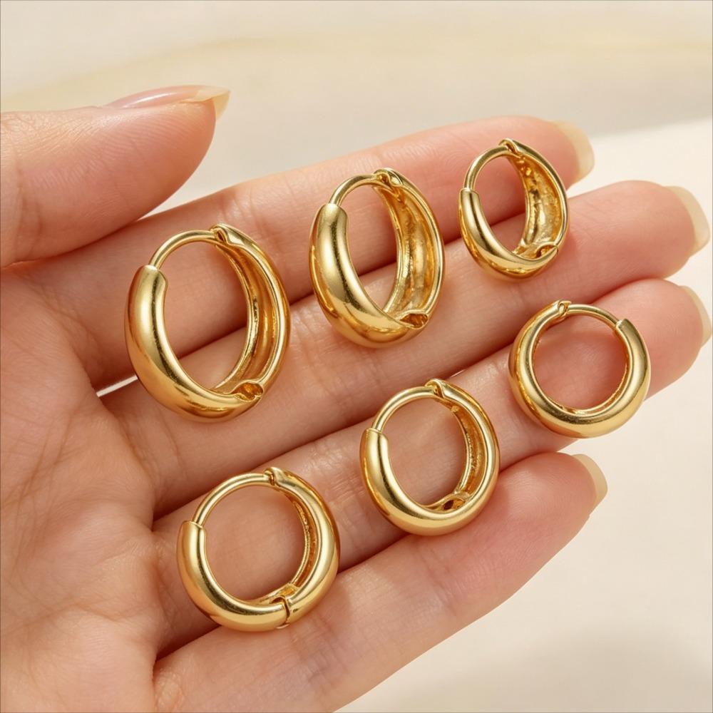 3 Pairs Minimalist Tiny Huggie Hoop Earrings for Women Gold Color Small Round Circle Fashion Jewelry