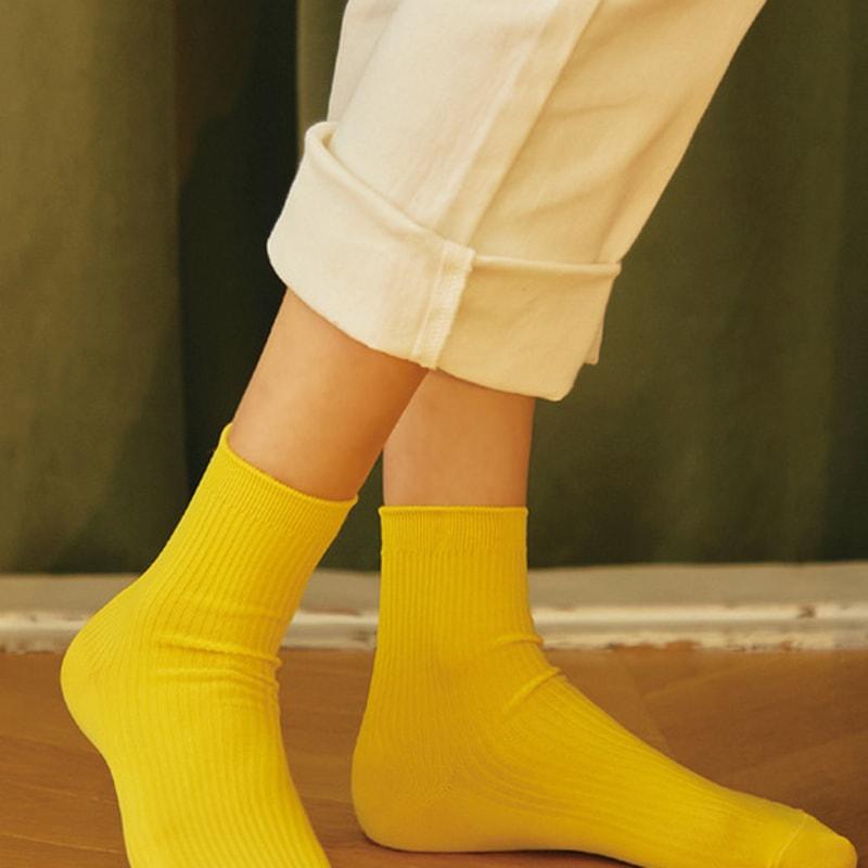 Biarritz socks mayonnaise plain ribbed color socks 9 colors