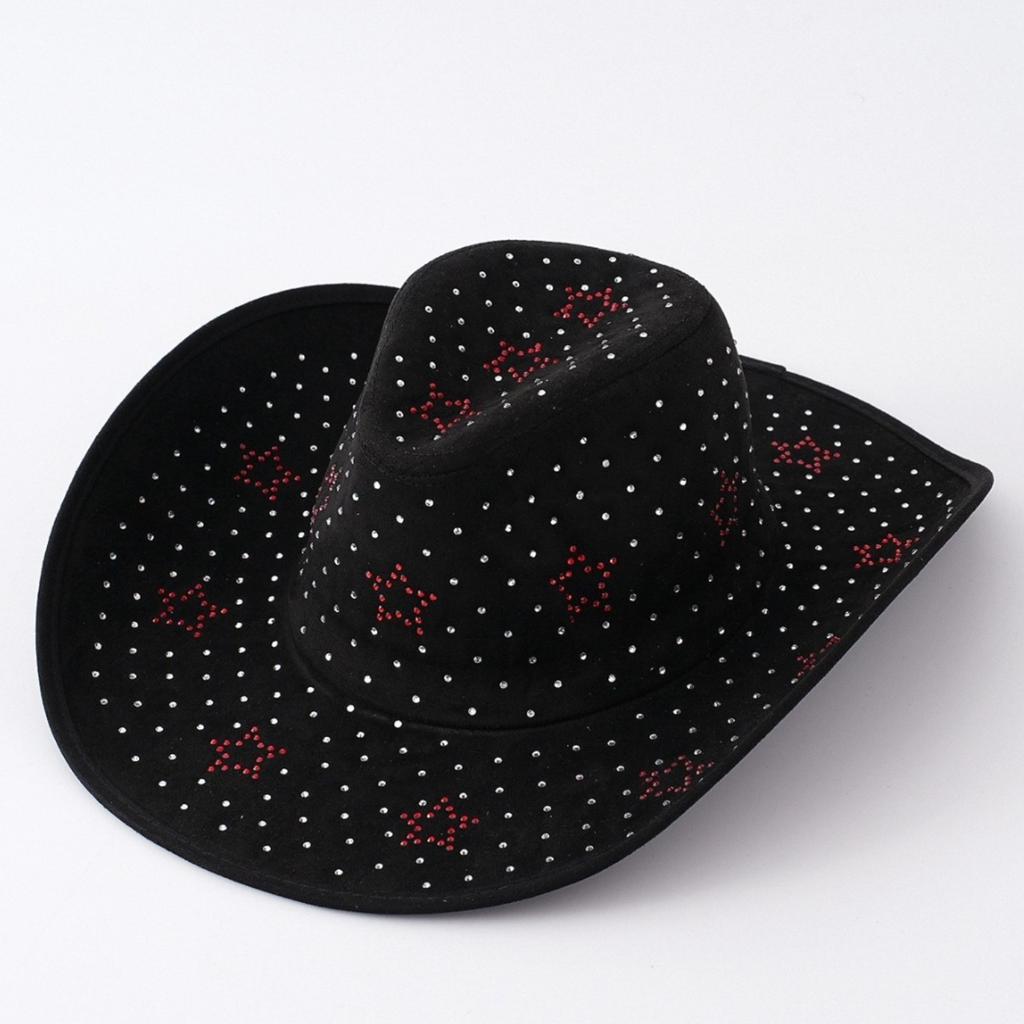 Explosive solid color men's and women's YK full diamond western cowboy hat suede ins wind up and down full diamond depression design