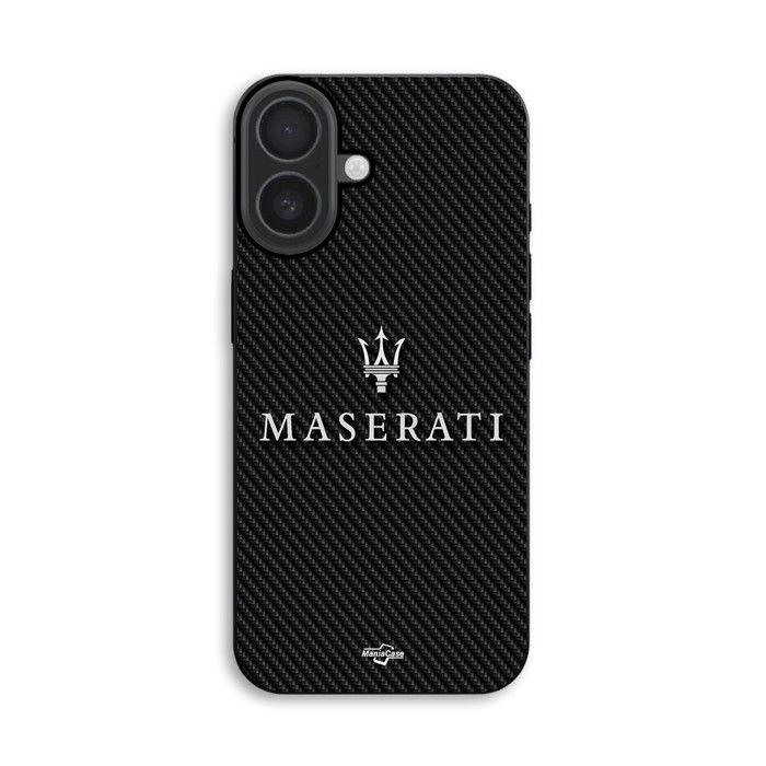 Hülle Für iPhone 18 Maserati weiß Hintergrund Carbon Maniacase schwarz