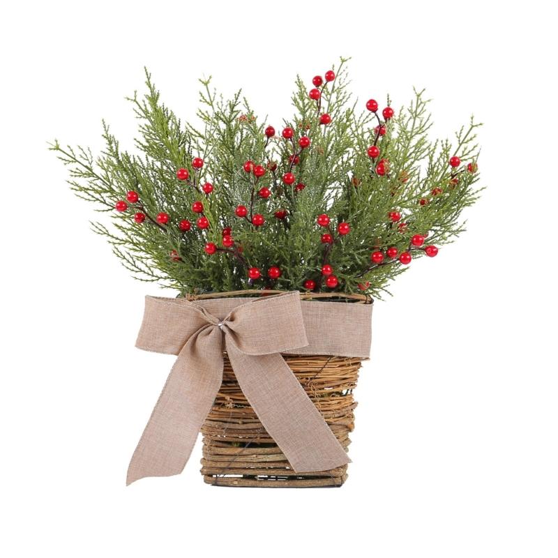 

Faux Berries Flower Hanging Basket Beautiful Berries Basket Wall Hanging Accessory for Simplistic Home Styling 1