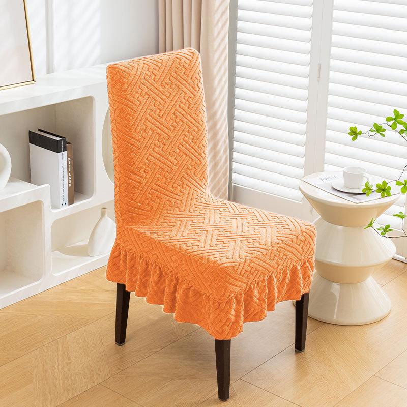 Stretchy Chair Cover With Skirt Universal Size Soft Comfortable Chair Cover For Dining Room Hotel Simple Dustproof Chair Cover