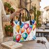 Colorful Balloon Print Canvas Tote Bag Large Daily Carry Handbag for Outdoor Travel Shopping Use