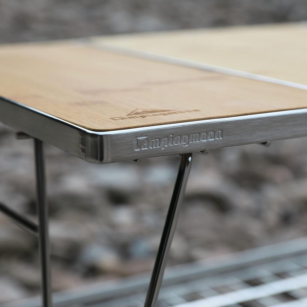 CAMPING MOON Grill Table for IGT, Field Rack/Ground Rack, All Stainless Steel, with Storage Bag, CK-1+P25