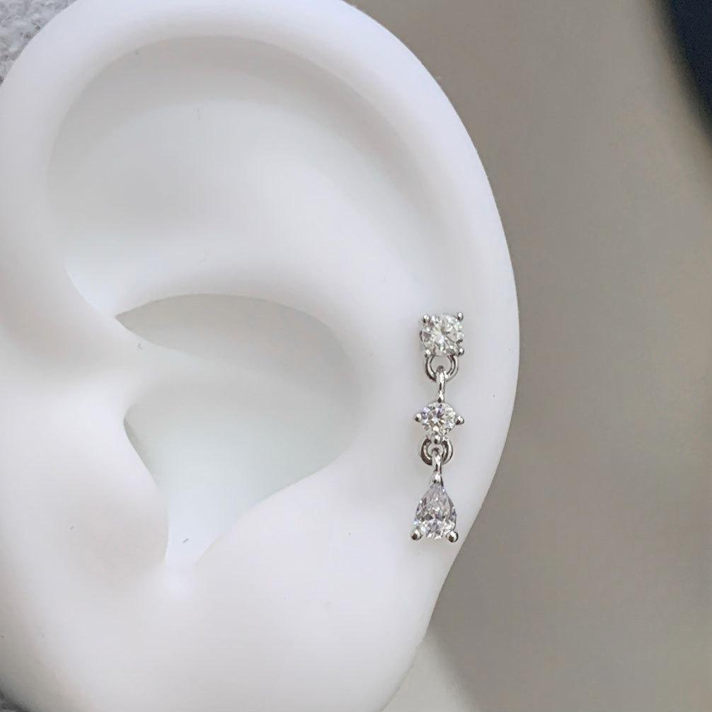 Star Chain Small Zircon Hoop Earrings for Women Stainless Steel Ear Bone Nail Earring New Trendy Body Piercing Accessorie