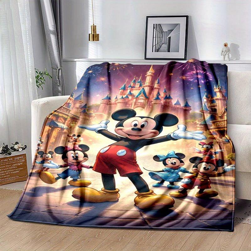 Manta de Desenho Animado do Mickey e da Minnie, Manta Quente Fofa de Pelúcia Curta, Decoração de Casa para Sala de Estar Sofá Quatro Estações Viagem