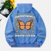 Neurodiversity Is Beautiful Washed Hoodies Women Butterfly Print Cotton Tops Pocket Oversize Warm Clothes