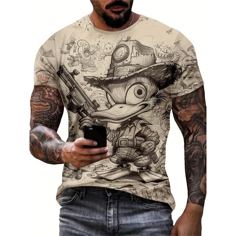 Men's Monkey Graphic Print T-shirt Casual Short Sleeve Crew Neck Tee Men's Clothing For Summer Outdoor Sportswear Mens Tshirts