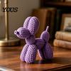 Gestrickte Textur Kunst 3D-gedruckte Ballon-Hundefigur mit Textur, Niedliches Cartoon-Tier-Schreibtischornament, Moderne Hundeskulptur für Zuhause/Büro