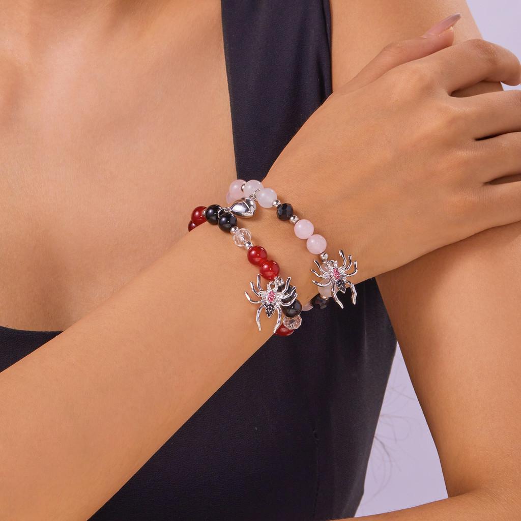 Halloween Spider Jewelry Gift For Couples With Glass Beads And Alloy Material