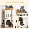 MDF Cat Tree with Cat Scratching Post, 2 Cat Houses, Perches and Play Ball, 60x48x133 cm