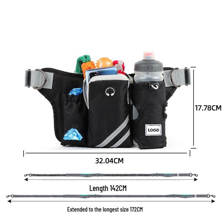 Reflective Multifunctional Dog Walking Belt with Water Bottle Holder