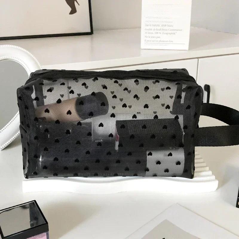 New Mesh Transparent Cosmetic Bags Small Large Clear Purple Makeup Bag Portable Travel Toiletry Organizer Lipstick Storage Pouch