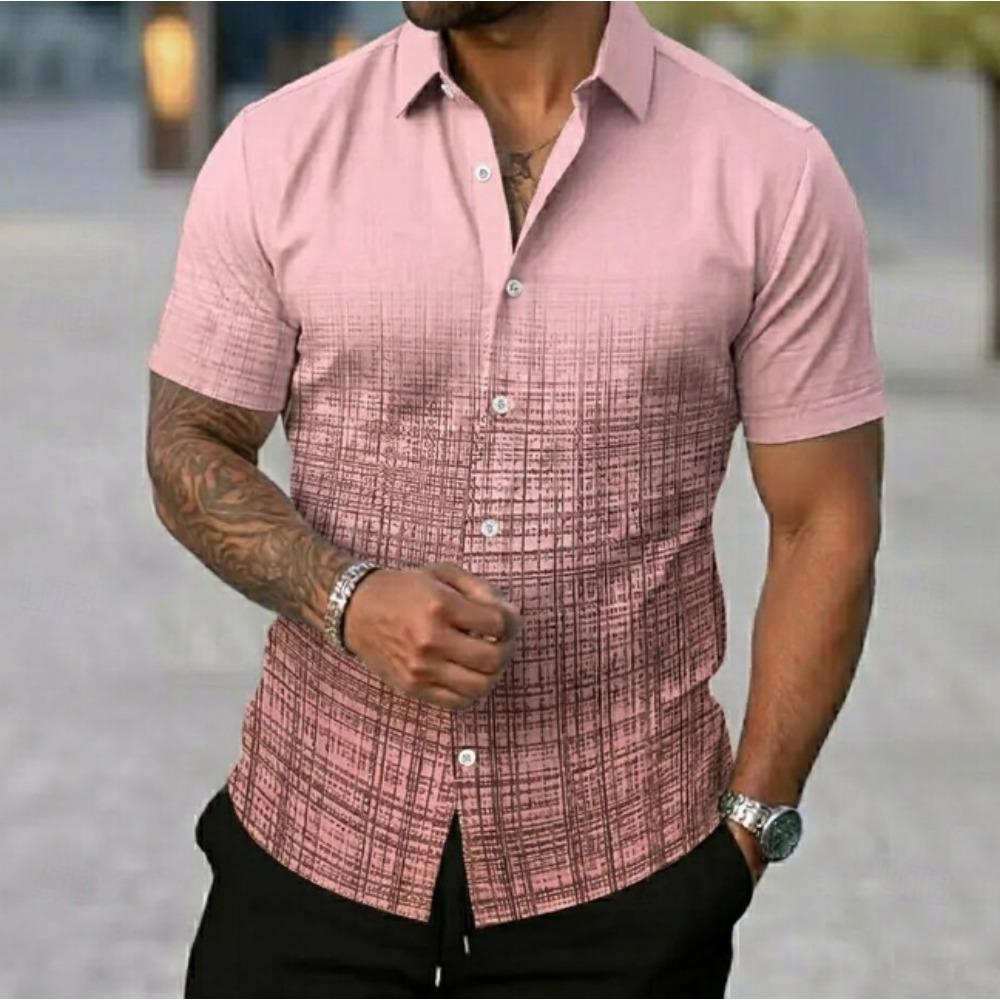 Men's Simple Pattern  3D Print Shirt Button Up Shirt Casual Shirt Summer Shirt Short Sleeve Daily Vacation Clothing