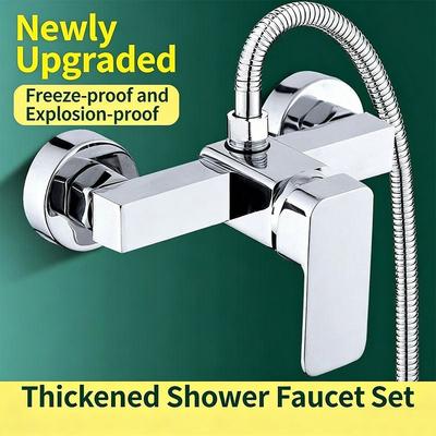 Durable Alloy Bathroom Faucets Hot Cold Water Chrome Finish Mixing Valve Taps G1/2 Inch Thread Tub Faucet Bathroom Shower