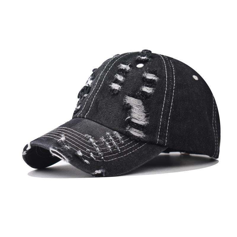 Outdoor Sun Shade Washed Denim Hat for Men Snapback Trucker Hats Women Worn Hole Baseball Cap