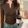 Card Waist Pleated Long-sleeved Shirt Women's Spring Retro Front Shoulder Button-up Top Design Bottoming Shirt
