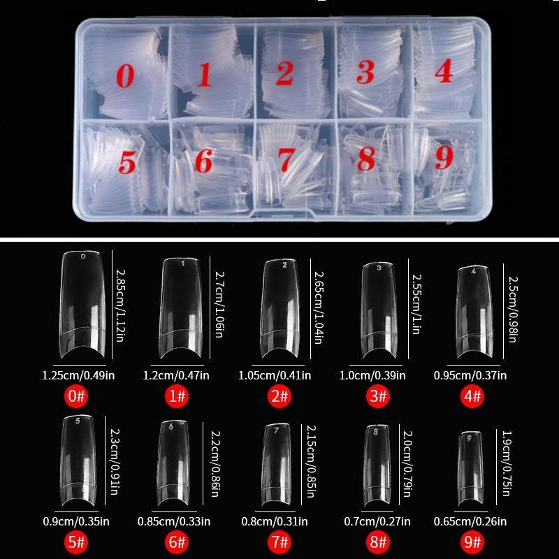 Korean Standard Clear French Nail Tips for Beginner Practice - Full & Half Cover, 500 Pieces