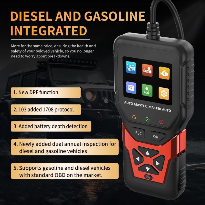 Comprehensive Multifunction Automotive Scanner for Engine Fault Codes DPF Reset Battery Testing and Live Data Monitoring