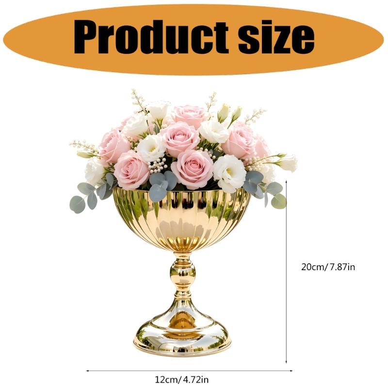 Decorative Pedestal Compote Bowl Vases, Metal Flower Holders Urn Vases for Elevated Table Arrangements At Weddings, Banquets, Home Tables and Display