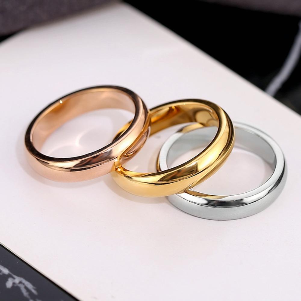 Rose Gold Color Stainless Steel Glossy Plain Ring Ring Couple Simple Ring Personality Ring
