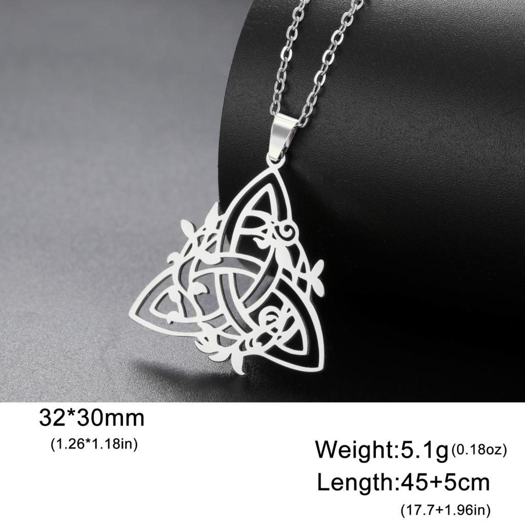 LIKGREAT Triquetra Symbol Pendant Necklace Stainless Steel Trinity Irish Celtic Witch Knot Amulet Religious Jewelry Gifts