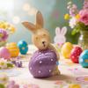 Easter Yellow Rabbit with Colored Eggs Ornament for Party and Home Decor