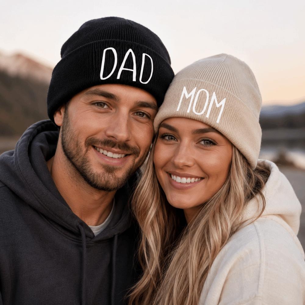 Family Matching Parent Skull Cap Elastic Turn-Up Brim Matching Hat Couple Hat Cold Weather