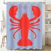 Blue Shower Curtain with Red Lobster Design for Bathroom Decor Waterproof Fabric Shower Panels Home Improvement Supplies