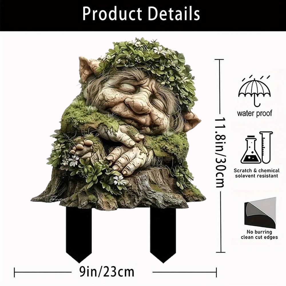 Acrylic Garden Stake Tree Man Fairy Earth Goddess Garden Statue Stakes Outdoor Accessories Ground Insert 2D Acrylic Flower Pot