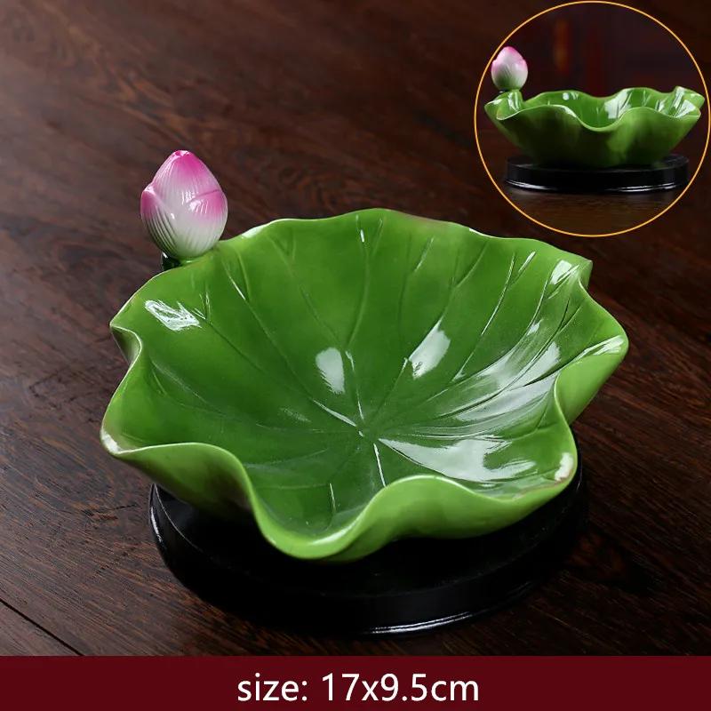 Buddha Hall Ceramics Lotus Leaf The Fruit Plate Ornaments Living Room Coffee Table Snack Plate Bogu Frame Home Decor Supplies