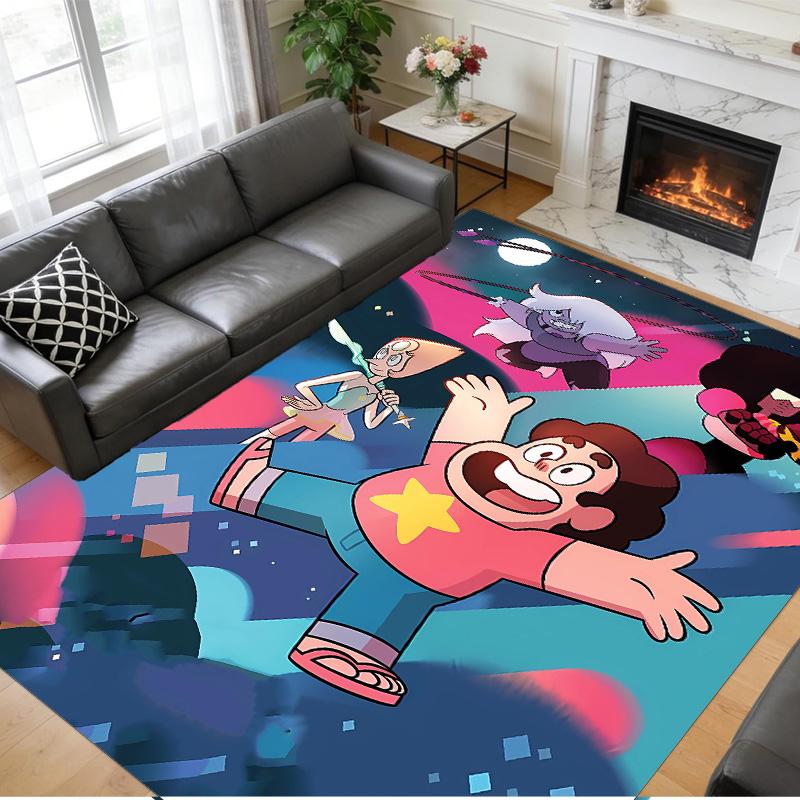 Anti‑Slip Crystal Velvet Floor Rug, Steven Universe Design Carpet for Indoor Living Bedroom Home Decoration