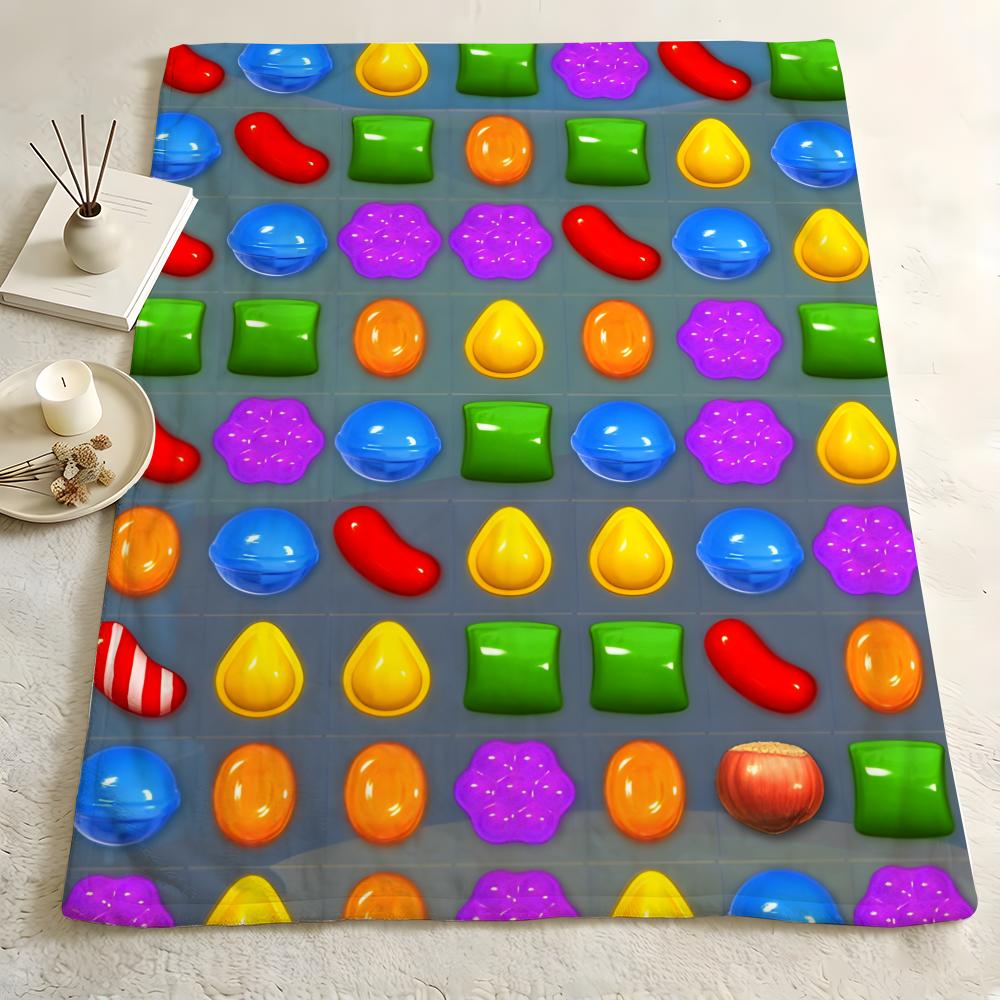 Game C-Candy C-Crush S-Saga Throw Flannel Blanket Skin Soft Suitable for Sofa Living Room Bed Travel and Gifts
