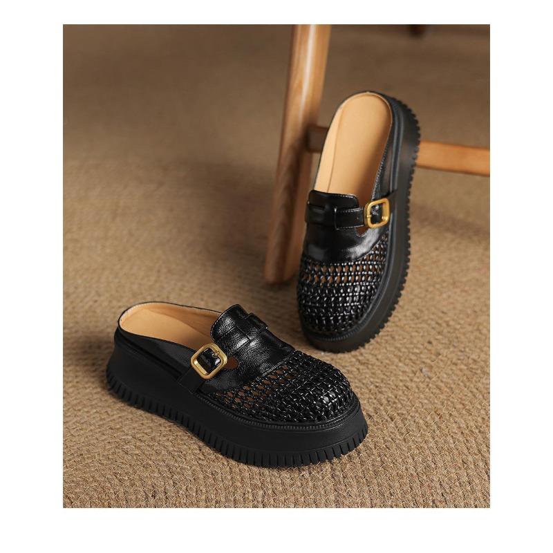 Slippers women's summer wear fashionable versatile sandals women's hole shoes 6cm thick sole heightening bag head half drag