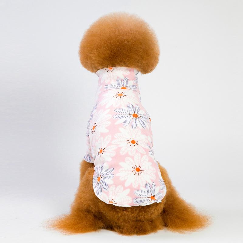 

Autumn and winter new pet clothes fleece turtleneck soft base dog teddy dog loungewear dog pajamas thickened S розовый