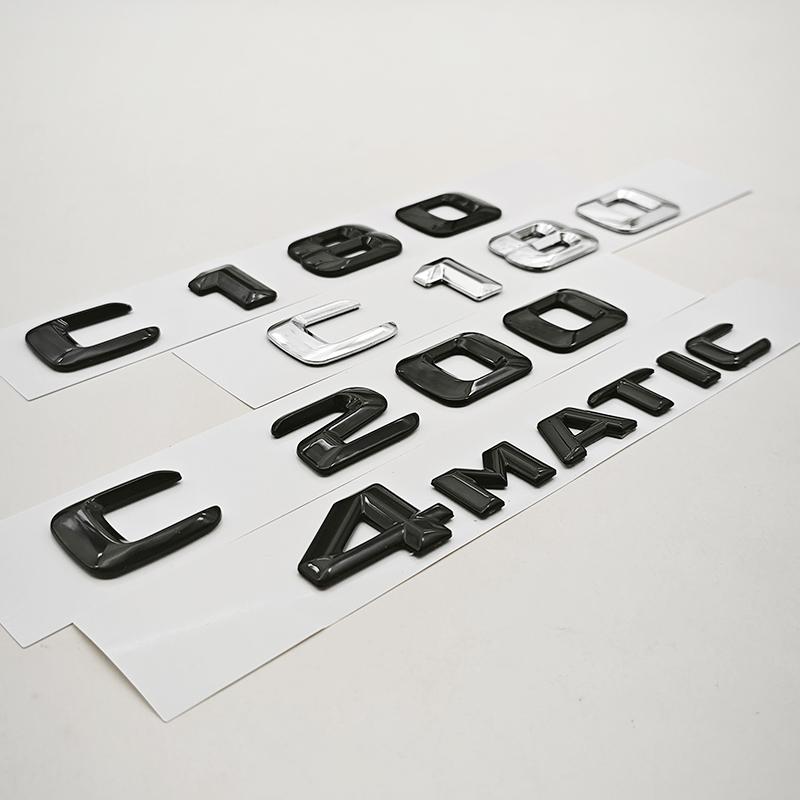 JPA3 3D ABS Car Letters Logo C180 C200 4MATIC Badge Rear Trunk Emblem Decals For Mercedes Benz C Class C180 C200 Tail Accessories