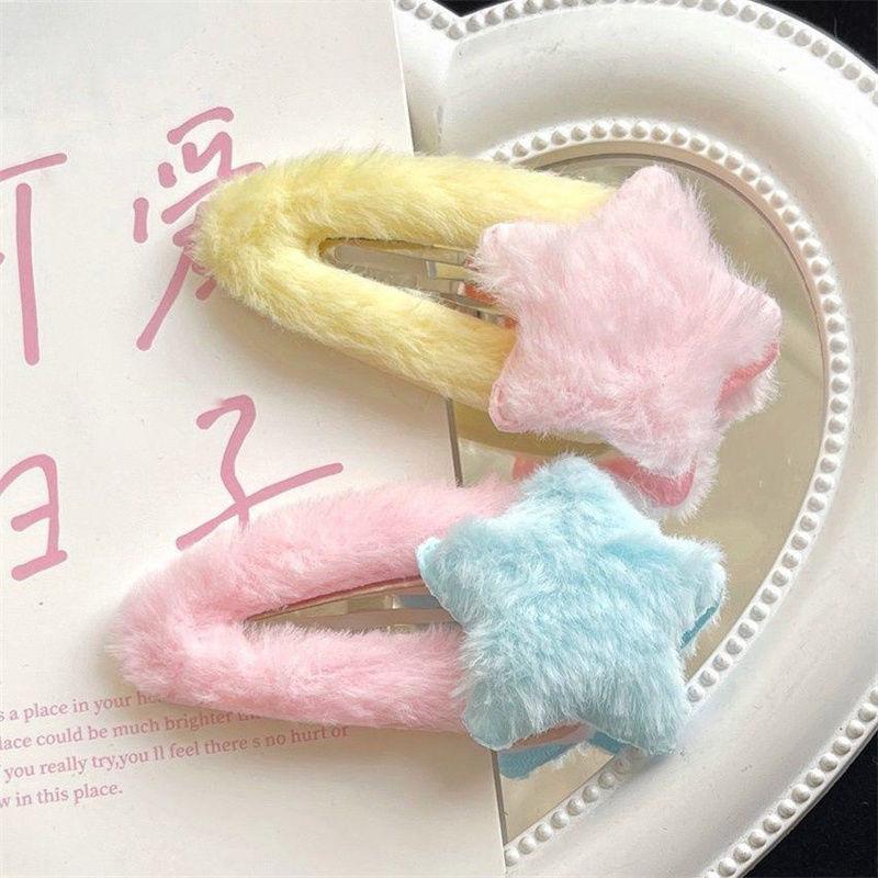 Women Plush Star Girls Side Bangs Clip Ornament Hair Clips Barrettes Hairpins Baby Children'S Hair Accessories Headwear