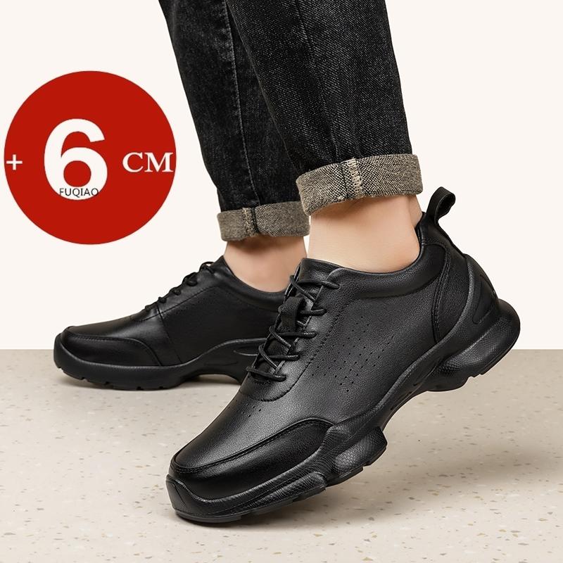 Mode Rindsleder Schuhe mit Absatzerhöhung Herren Luxus Freizeit Sport Wandern Rindsleder Sneaker Höhenerhöhung Atmungsaktiv Damen Sneaker